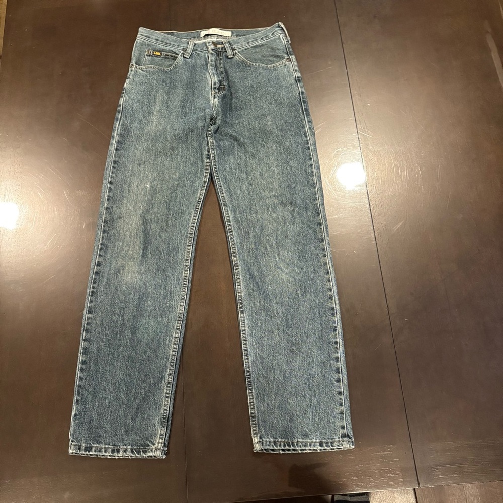 Lee Relaxed Fit Jeans Men 30x32 blue casual denim medium Dark Wash Fading Strght